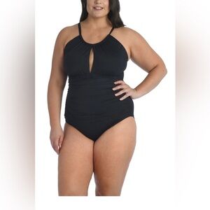 Island Goddess Black High Neck One-Piece Swimsuit - NWOT